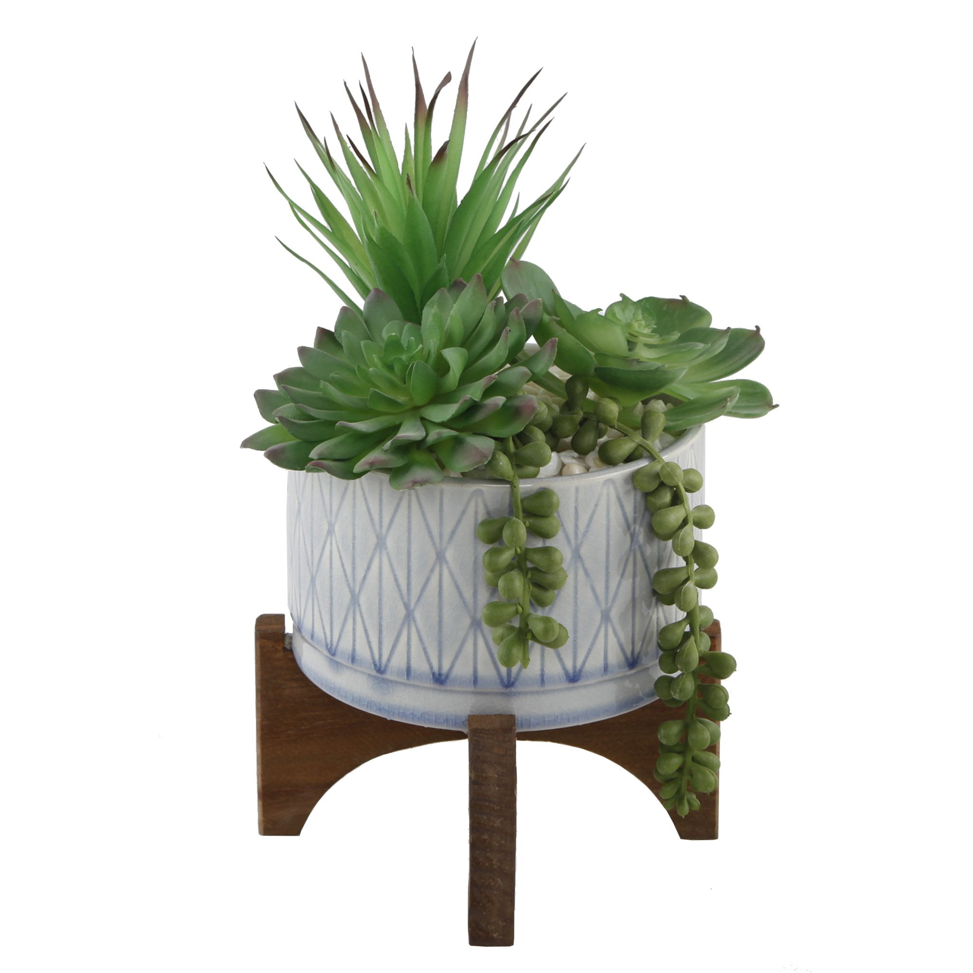 MyGift 5 Inch Yellow Ceramic Round Succulent Planter Pot with Diamond Texture 