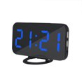 thumbnail image 1 of Pantalla LED Reloj digital Reloj despertador de mesa regulable automático con modo de repetición Puerto USB dual, Pantalla negra, azul kenally EL3016-08B, 1 of 2