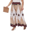 thumbnail image 2 of Beautybatik White Women Wide Leg Palazzo Pants Plus Size Hippie Bohemian Flora Printed 2x, 2 of 2