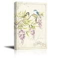 thumbnail image 2 of wall26 Canvas Wall Art - Vintage Style Birds on Branch Pruple Flowers - Giclee Print Gallery Wrap Modern Home Art Ready to Hang - 32x48 inches, 2 of 4