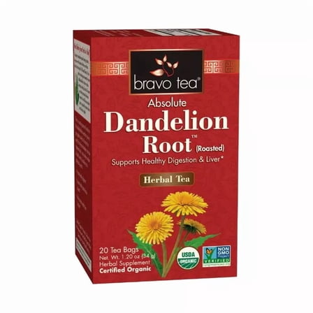 Bravo Tea Organic Dandelion Root Tea Bags, 20 Count, 6 Pack