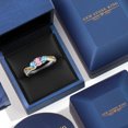 thumbnail image 5 of Gem Stone King 925 Silver and 10K Yellow Gold Pink and White Lab Grown Diamond Swiss Blue Topaz 3 Stone Engagement Ring for Women (0.58 Cttw, April Birthstone, Size 7), 5 of 6