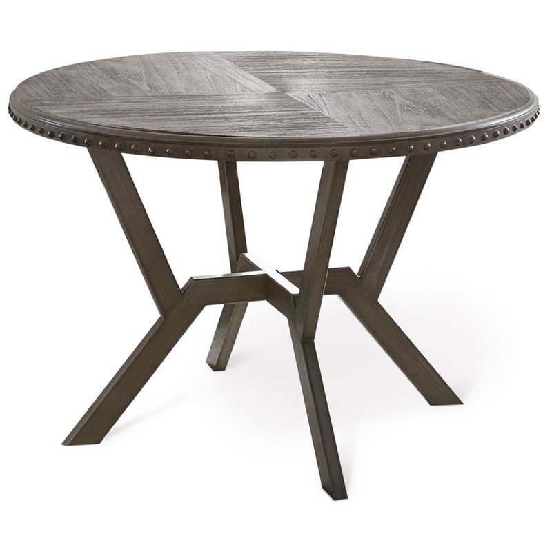 Bowery Hill Round Dining Table in Distressed Gray