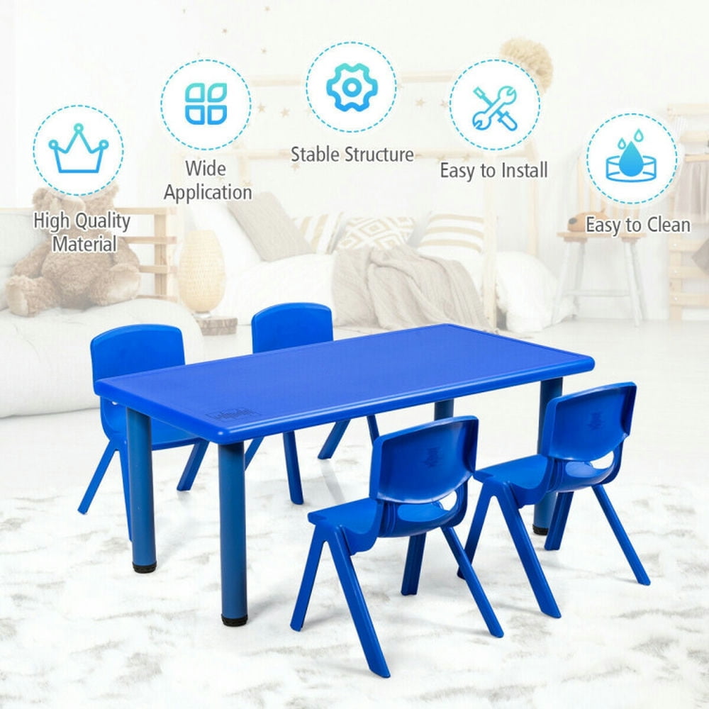 Spaco Kids Plastic Rectangular Learn and Play Table-Blue, Toddler Table and Chair Set for Arts & Crafts, Snack Time, Homeschooling, Homework