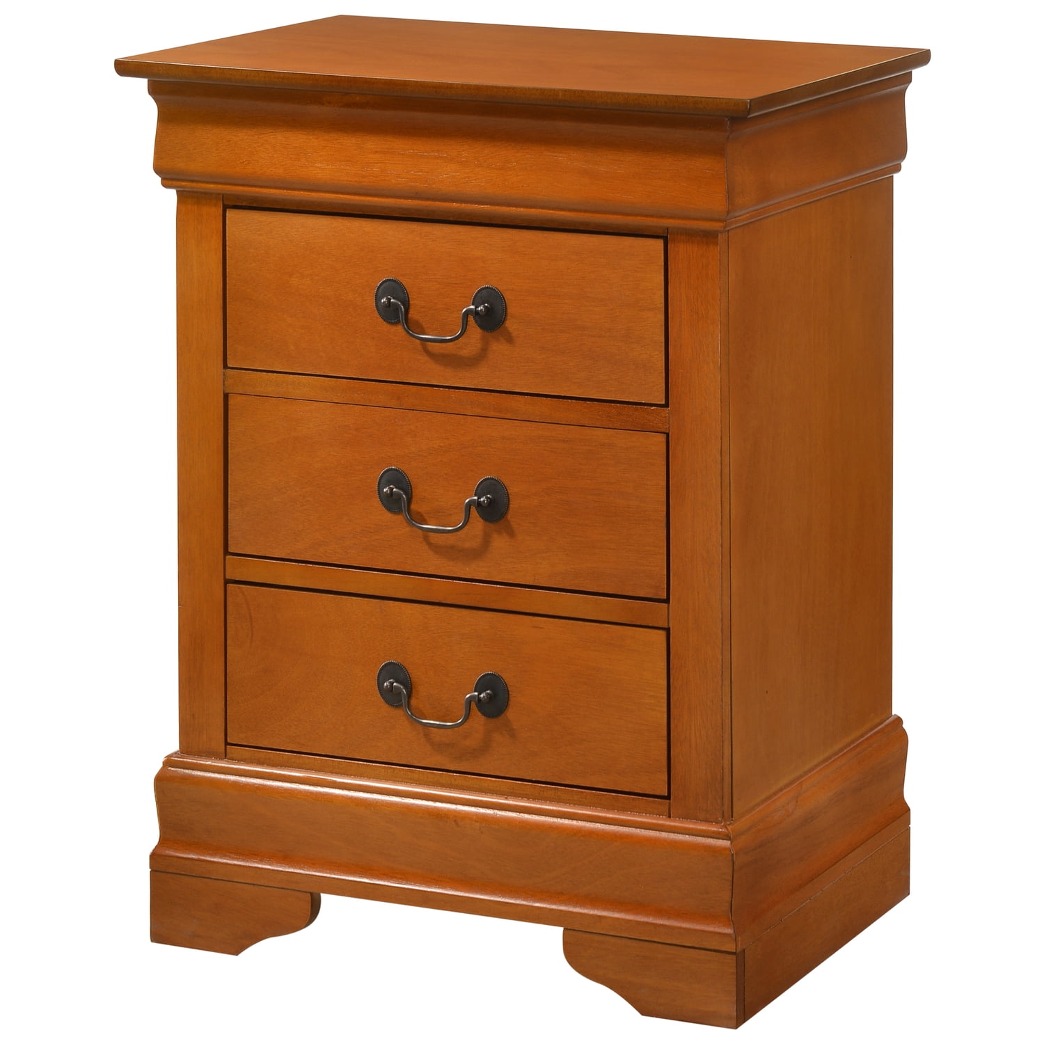 Glory Furniture Louis Phillipe 3 Drawer Nightstand in Oak