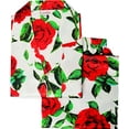 thumbnail image 1 of Womens Silk Satin Pajamas Set Sleepwear Loungewear,Classical Flower-red, 1 of 5