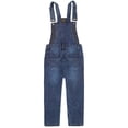 thumbnail image 2 of KIDSCOOL SPACE Little Boys Slim Fit Jeans,Toddler Flap Bib Pocket Fashion Denim Overalls,Deep Blue,18-24 Months, 2 of 5