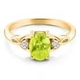thumbnail image 2 of Gem Stone King 18K Yellow Gold Plated Silver Yellow Lemon Quartz and White Moissanite 3-Stone Rings for Women (1.18 Cttw, Gemstone, Oval 8X6MM, Available in Size 5, 6, 7, 8, 9), 2 of 5