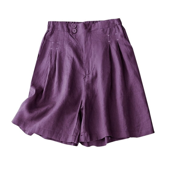 amkenre Women'S Shorts Women's Casual Vintage Pants Color Button-Down Pocket Shorts Loose shorts for women Cute Vacation Trendy Lounge Clothes Casual Cozy
