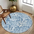 thumbnail image 2 of Round Area Rug 6ft, Blue Coral Coastal Non-slip Area Rugs Carpet for Living Room/Bedroom/Bathroom/Kitchen, Ocean Nautical Seaside Beach Washable Throw Floor Mat Indoor Outdoor Entrance Doormat, 2 of 9