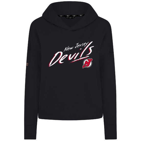 Women's Levelwear  Black New Jersey Devils Sweet Sizzle Tri-Blend Cropped Pullover Hoodie