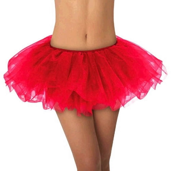 Amscan 397280.4 Adult Tulle Elastic Waistline Costume Tutu, Red
