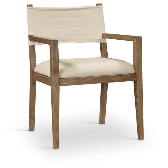 Meridian Furniture Avon Beige Linen Textured Fabric Dining Arm Chair