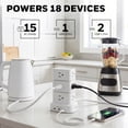thumbnail image 4 of Honeywell Power Tower Modular Charging Station, 15 AC Outlets, 3 USB Ports (1 USB-A, 2 USB-C 20W PD), 900 Joules Surge Protector, 4ft Extension Cord, White, 4 of 9