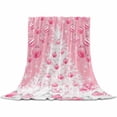 thumbnail image 2 of Pink Christmas Balls Throw Flannel Blanket 60x80In Xmas Tree Snowflake Super Soft Cozy Bed Blanket, Lightweight Plush Fuzzy Bed Throw for Bedroom Sofa Couch Living Room, 2 of 4