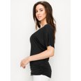 thumbnail image 5 of Made by Johnny Women's V-Neck Short Sleeve Dolman Top with Side Shirring XL BLACK, 5 of 6