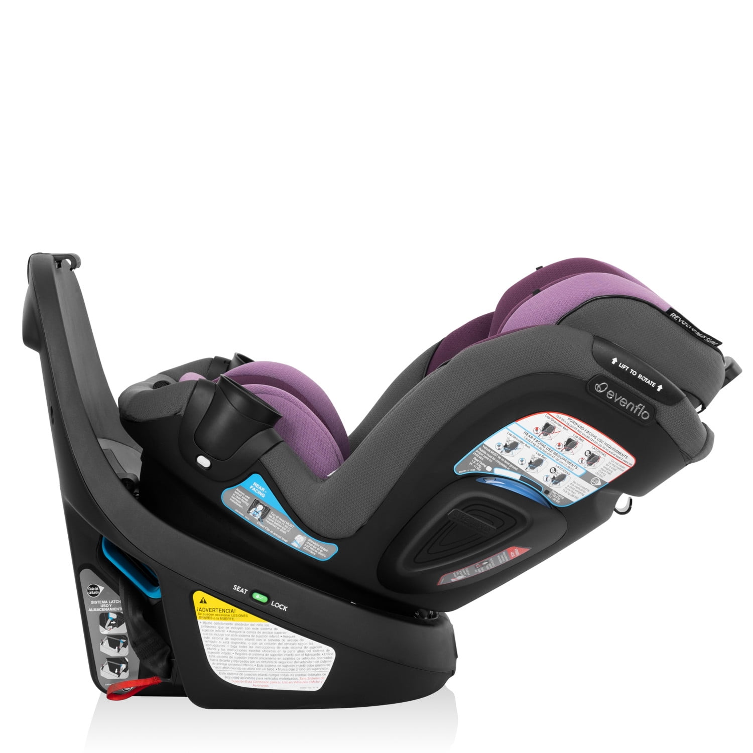 Evenflo Gold Revolve360 Slim 2-in-1 Rotational Car Seat with SensorSafe (Amethyst)