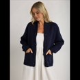 thumbnail image 4 of Cárdigan de Cuello Chal para Mujer, Estampado de Langosta, Larga, Botones, Jersey, Abrigo Vintage de Punto Grueso Azul Marino M, 4 of 8