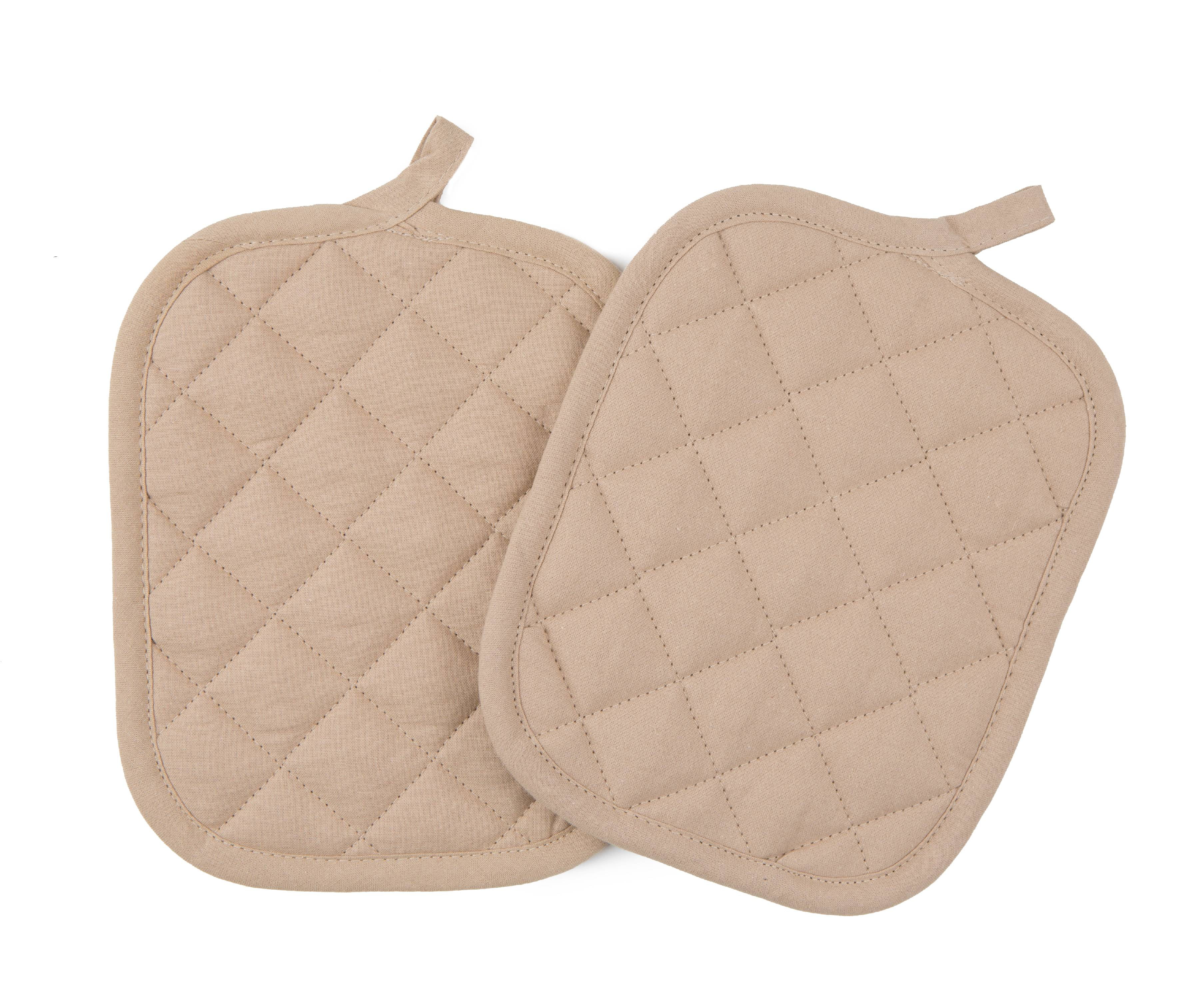 3 Piece Tan / Light Brown / Beige Oven Mitt & Pot Holder Kitchen Décor