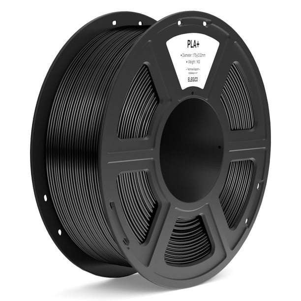 Filamento para impresora 3D ELEGOO PLA+, 1,75 mm, negro, 1 kg