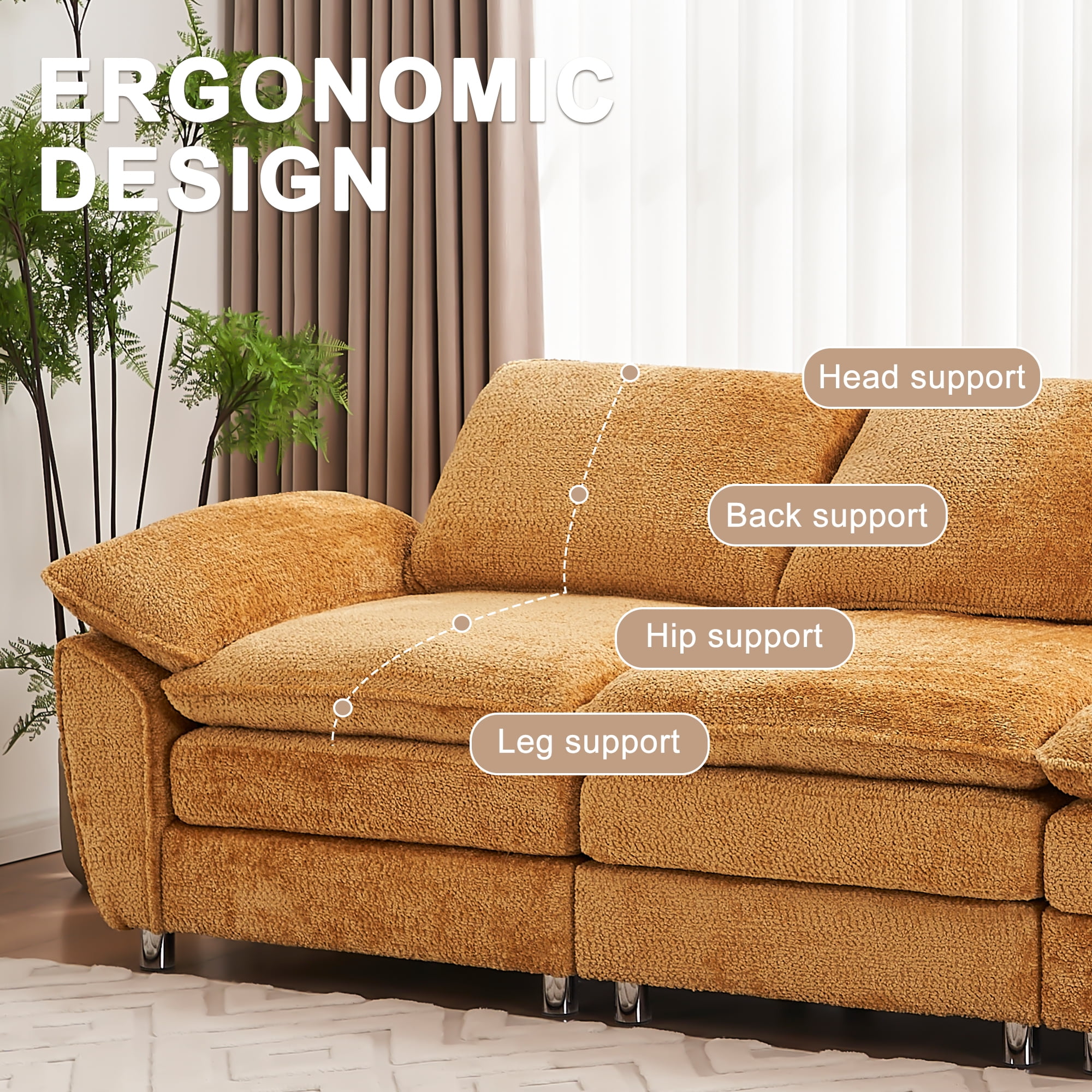 L-Shaped Convertible Modular Sectional Sofa, Modern Deep