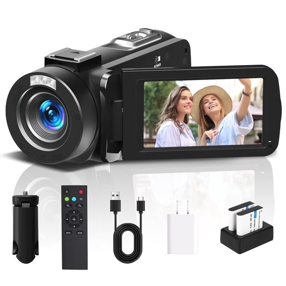 Saneen Video Camera Camcorder Full HD 1080P 24MP IR Night Vision Vlogging Camera for YouTube 18X Digital Zoom 3.0 Inch 270 Degree Rotation Touch Screen with Tripod & Battery