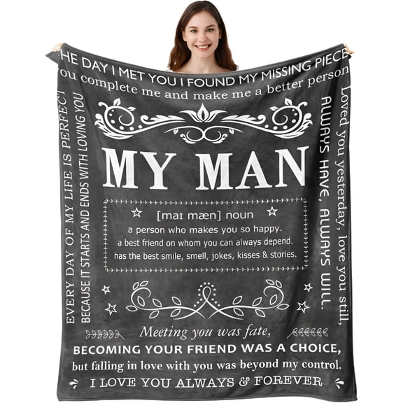AUQ 2026 New Anniversary Throw Gifts for Him,Gifts for Boyfriend Husband,Husband Boyfriend Gifts Blanket 50 for Couch, Bed, Travel, Office, Outdoor