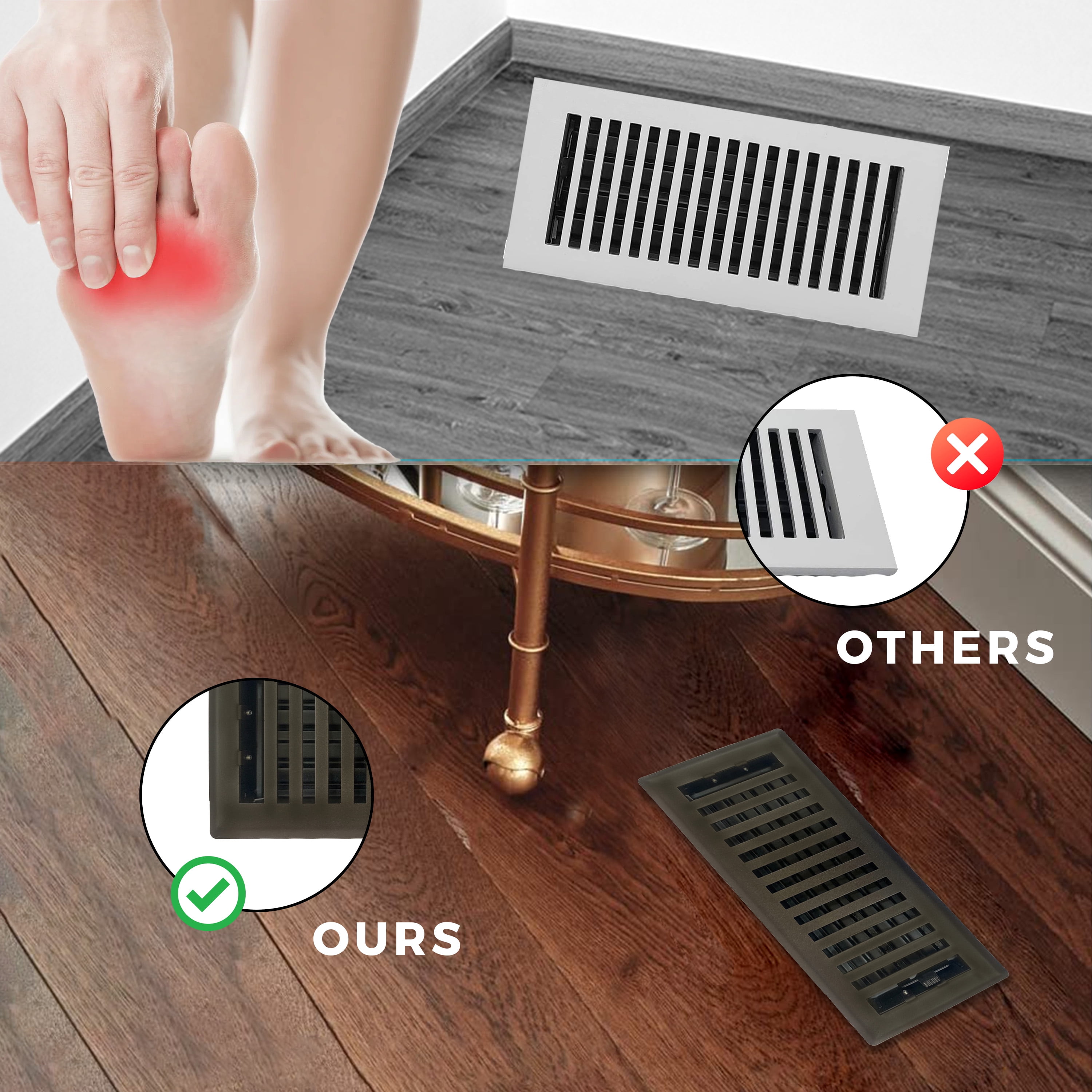 Sierra Grates Contemporary Floor Register 4 inch X 14 inch Metallic Bronze