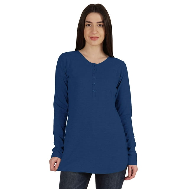 Inkmeso T-shirt à Boutons en Jersey Manches Longues pour Femmes