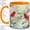 Orange, variant on Red Cardinal Watercolor Coffee Mug, Cardinal Birds Mug, Morning Coffee Tea Cup for Kitchen Desk, Pond Scene with Butterflies and Magnolia, Garden Wildlife Art, Birdwatchers Women Men