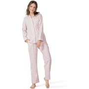 Womens Pajama Set 100% Cotton Flannel Woven Plaid Pajamas Long Sleeve Sleepwear Loungewear S~XL