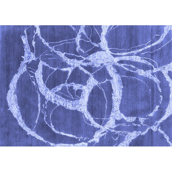 Ahgly Company Indoor Rectangle Abstract Blue Contemporary Area Rugs, 3' x 5'