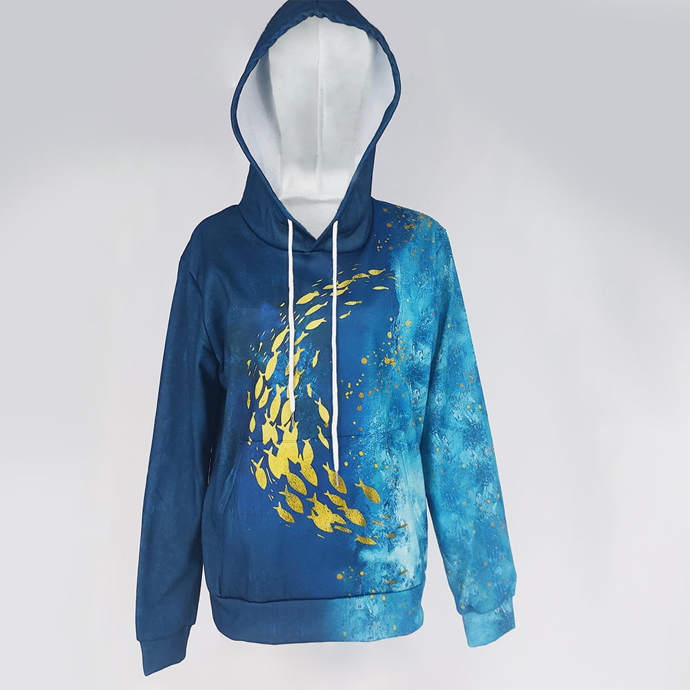 Mermaid Scale Blue T-Shirt Hooded with A Pocket Rope Hat Customization Fashion Novelty 3D Mens Mermaid Scale Blue T-Shirt Hooded with A Pocket Rope Hat Customization Fashion Novelty 3D Mens