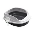 thumbnail image 2 of Bandeja de arena para mascotas con pala, sartenes de arena, bandeja grande desmontable para gatos, perros pequeños, orinal, inodoro para conejos y , Negro 45cm, 2 of 8