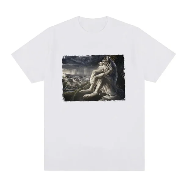 Camiseta divertida de "Lobo Sentado Literalmente Yo", estilo hip hop, vintage, informal, de algodón, de manga corta y gran tamaño.
