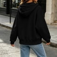 thumbnail image 6 of Qiopertar Hoodies for Women Zip Up Fleece Hoodie Long Sleeve Casual Oversized Sweatshirt Solid Color Drawstring Kangaroo Pocket Fall Winter Spring Tops Black XXL, 6 of 7