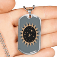 thumbnail image 2 of Celestial Sun Necklace Stainless Steel or 18k Gold Dog Tag 24" Chain, 2 of 8