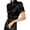Black, variant on Women's Casual Turndown Collar Blouse Lace Short Sleeve Tops T-Shirt for Comfortable Office Business Casual Wear Bronze S