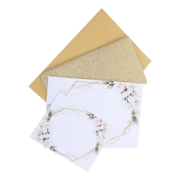 MLINS Golden Wedding Invitation Cards with Envelopes Elegant Glitter Paper Design for Wedding Party Set