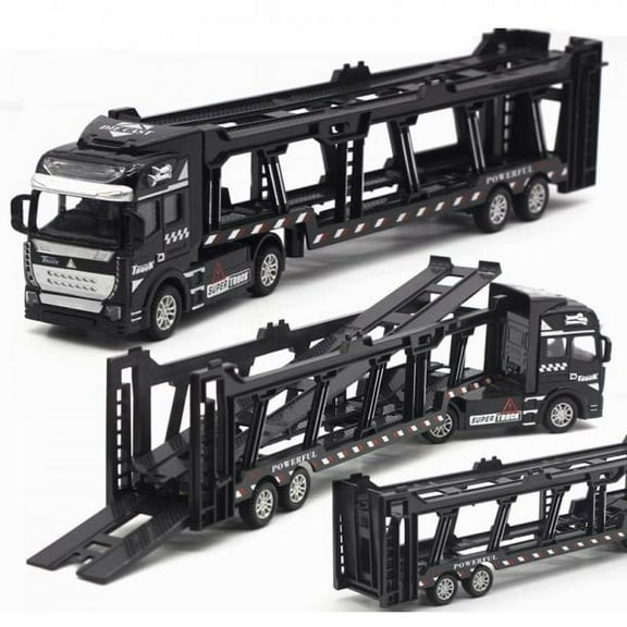 Esaierr Kids Boys Alloy Toy Car Tractor Car Flat Bed Truck Transport Car Boiley Car Model Toy Black