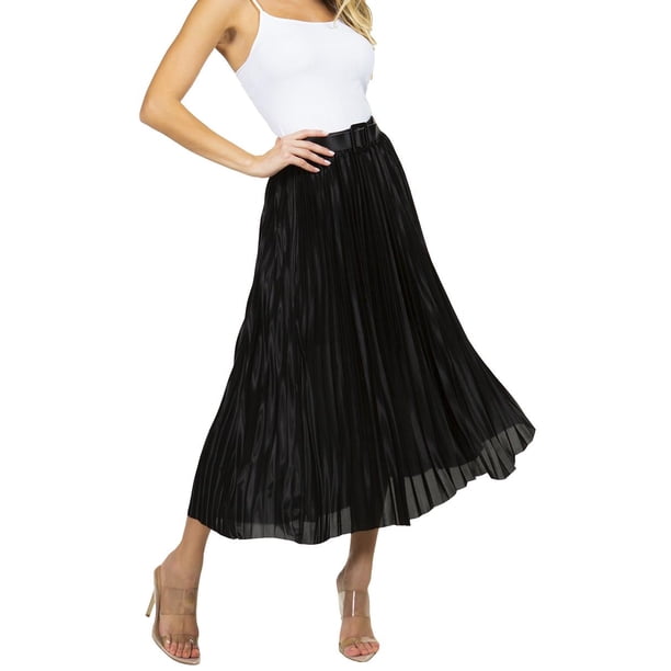 Falda satinada con cinto AMAD para mujer negro S AMAD FW22-F07