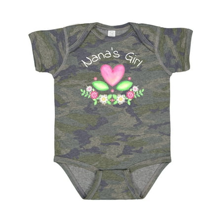 

Inktastic Nana s Girl- Heart Flowers Gift Baby Girl Bodysuit