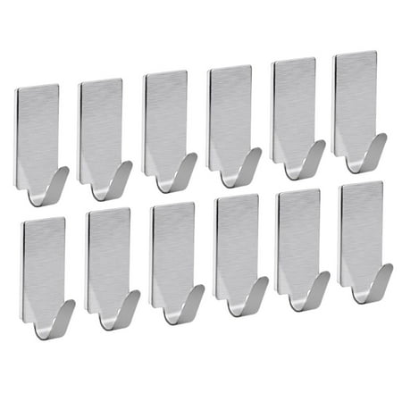 

30pcs Stainless Steel Strong Sticky Hooks Traceless Door Back Hooks (Silver)