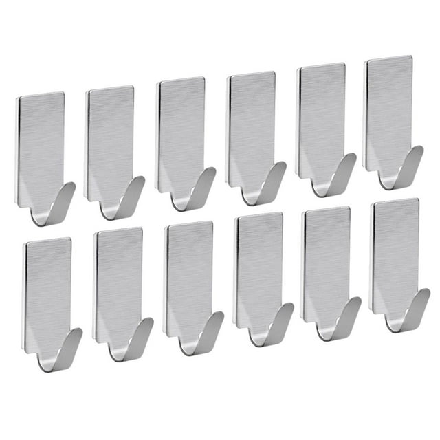 Shisuyan 30pcs Stainless Steel Strong Sticky Hooks Traceless Door Back Hooks (Silver)