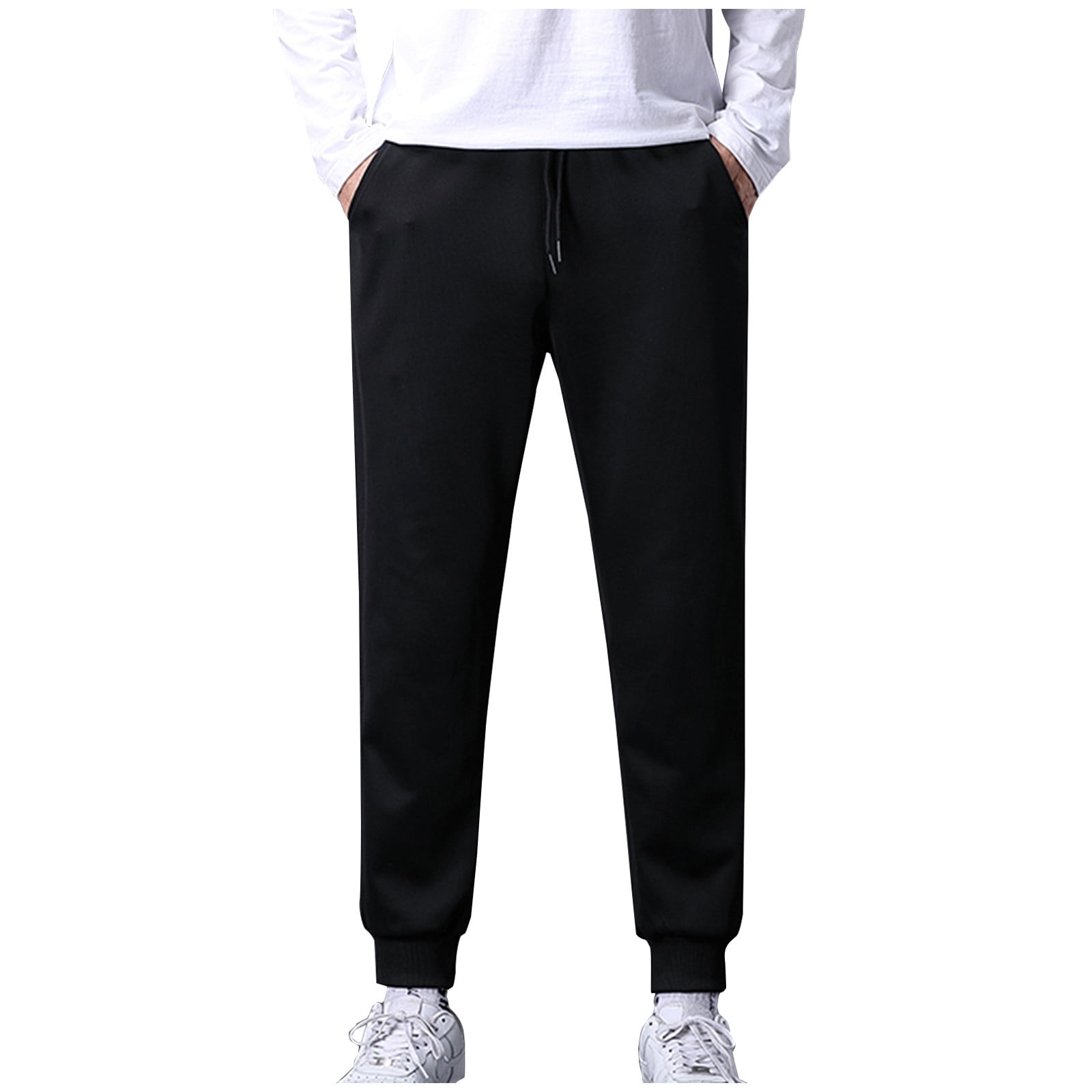 Mens Basic Cuffed Joggers,Cotton-Blend Jersey Track Pants, Loose Fit Sweatpants -