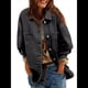 thumbnail image 3 of Chaqueta Vaquera para Mujer, Desgastada, de Larga, de Gran Tamaño, Estilo Camionero. Gris XL, 3 of 9