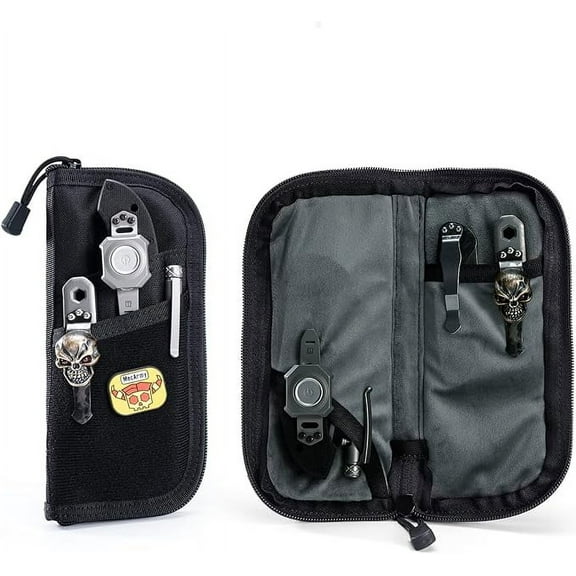 VIPERADE VE7 Tool Pouch, Tool Pocket Organizer for Men, Small EDC Pouch with 4 Pockets, Utility Long EDC Organizer Pouch with DIY Patches Area, Best Protection Bag for Your EDC Gears-Black