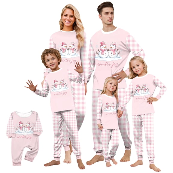 Family Christmas Pajamas Matching Sets Christmas Snowman Print Long Sleeve Top & Pants Sleepwear For Women Men Kids Baby Trendy Pjs Holiday Lounge Sets
