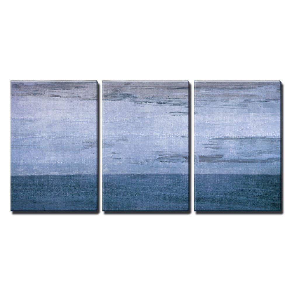 wall26 3 Piece Canvas Wall Art - Blue Color Abstract Artwork - Modern ...