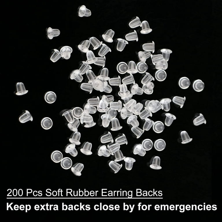 Super Z Outlet Plastic Earring Backs Replacements Comfortable Ear Nut Clear/Silver Safety Hypoallergenic (100 Pack)